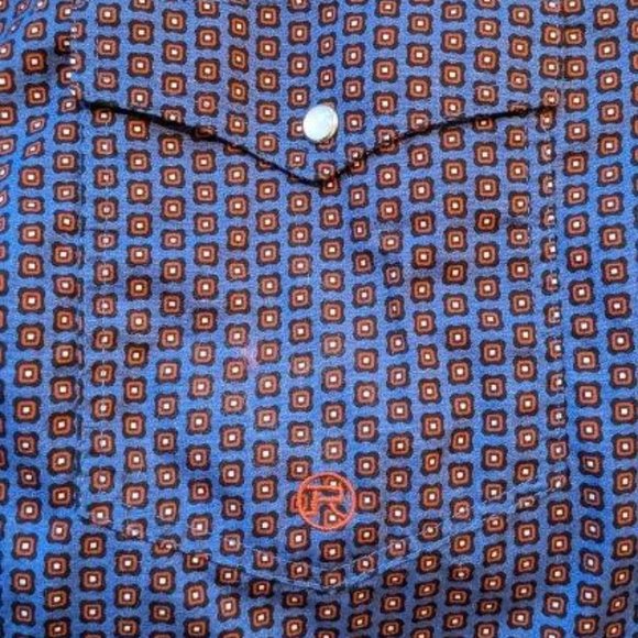 Like New Men's Western Roper Amarillo Copper Creek Foulard Pearl Snap Shirt - Picture 8 of 16